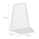 Suport carti/opritor, metal,14 x 12 x 9 cm, set de 2 bucati, alb - imagine 4