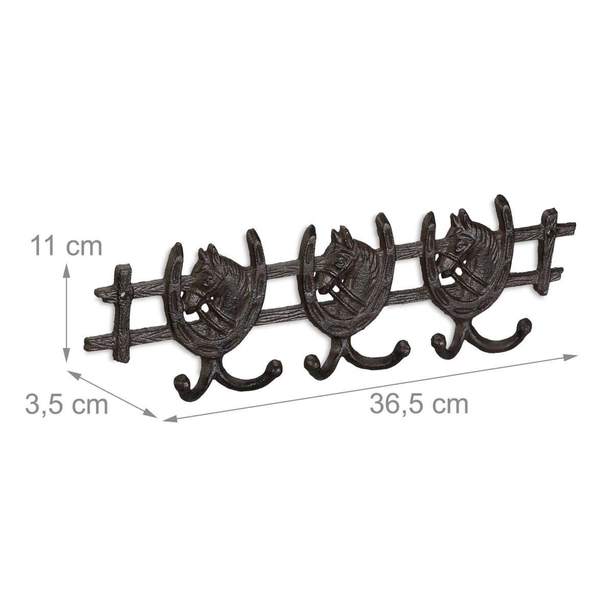 Cuier de perete, model vintage, , 6 carlige, 11 x 36,5 x 3,5 cm, maro - imagine 4