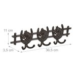 Cuier de perete, model vintage, , 6 carlige, 11 x 36,5 x 3,5 cm, maro - imagine 4