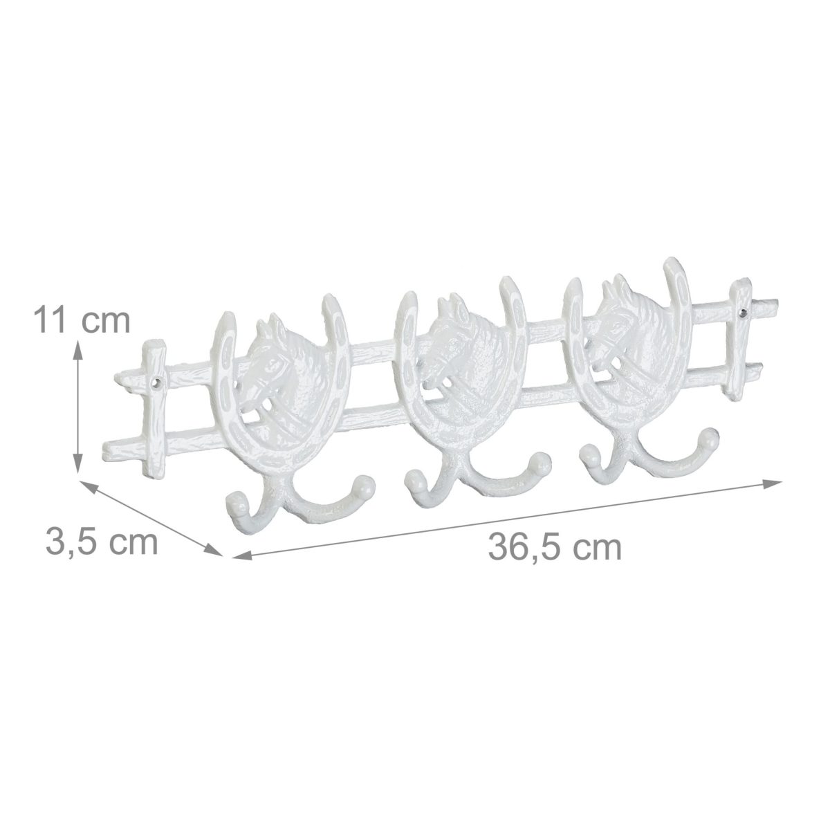 Cuier de perete, model vintage, , 6 carlige, 11 x 36,5 x 3,5 cm, alb - imagine 4