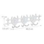 Cuier de perete, model vintage, , 6 carlige, 11 x 36,5 x 3,5 cm, alb - imagine 4