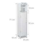 Dulap baie cu suport hartie igienica, 2 rafturi de depozitare, MDF,  71 x 18 x 20 cm, alb - imagine 2