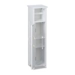Dulap baie cu suport hartie igienica, 2 rafturi de depozitare, MDF,  71 x 18 x 20 cm, alb - imagine 6