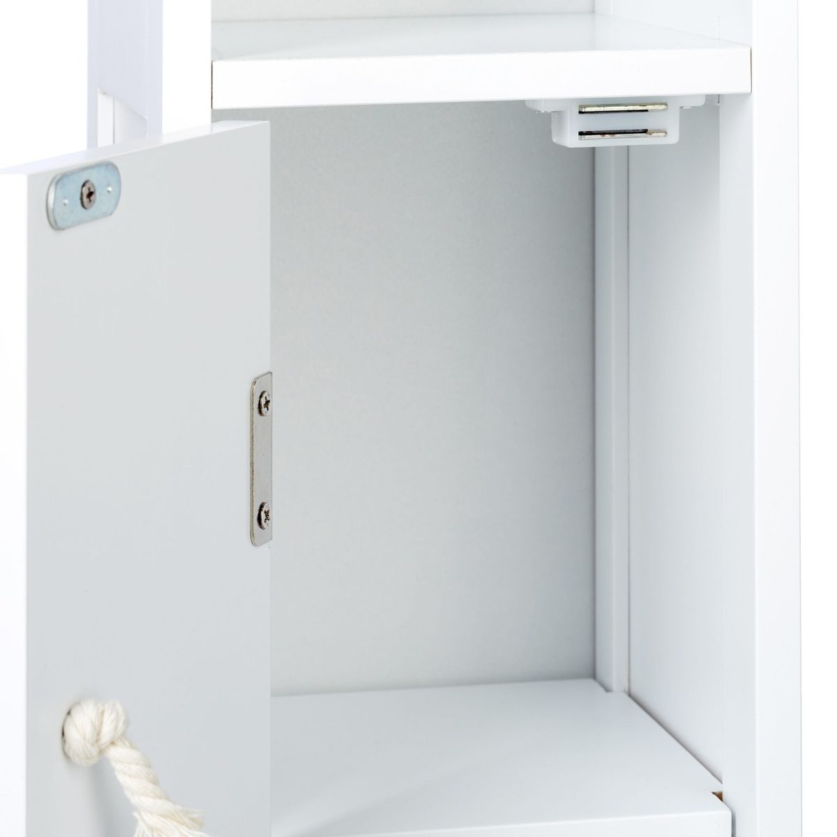 Dulap baie cu suport hartie igienica, 2 rafturi de depozitare, MDF,  71 x 18 x 20 cm, alb - imagine 8