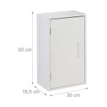 Dulap baie, suspendat, 2 rafturi reglabile, inchidere magnetica, 50 x 30 x 18,5 cm, MDF, alb - imagine 4