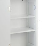 Dulap baie, suspendat, 2 rafturi reglabile, inchidere magnetica, 50 x 30 x 18,5 cm, MDF, alb - imagine 9