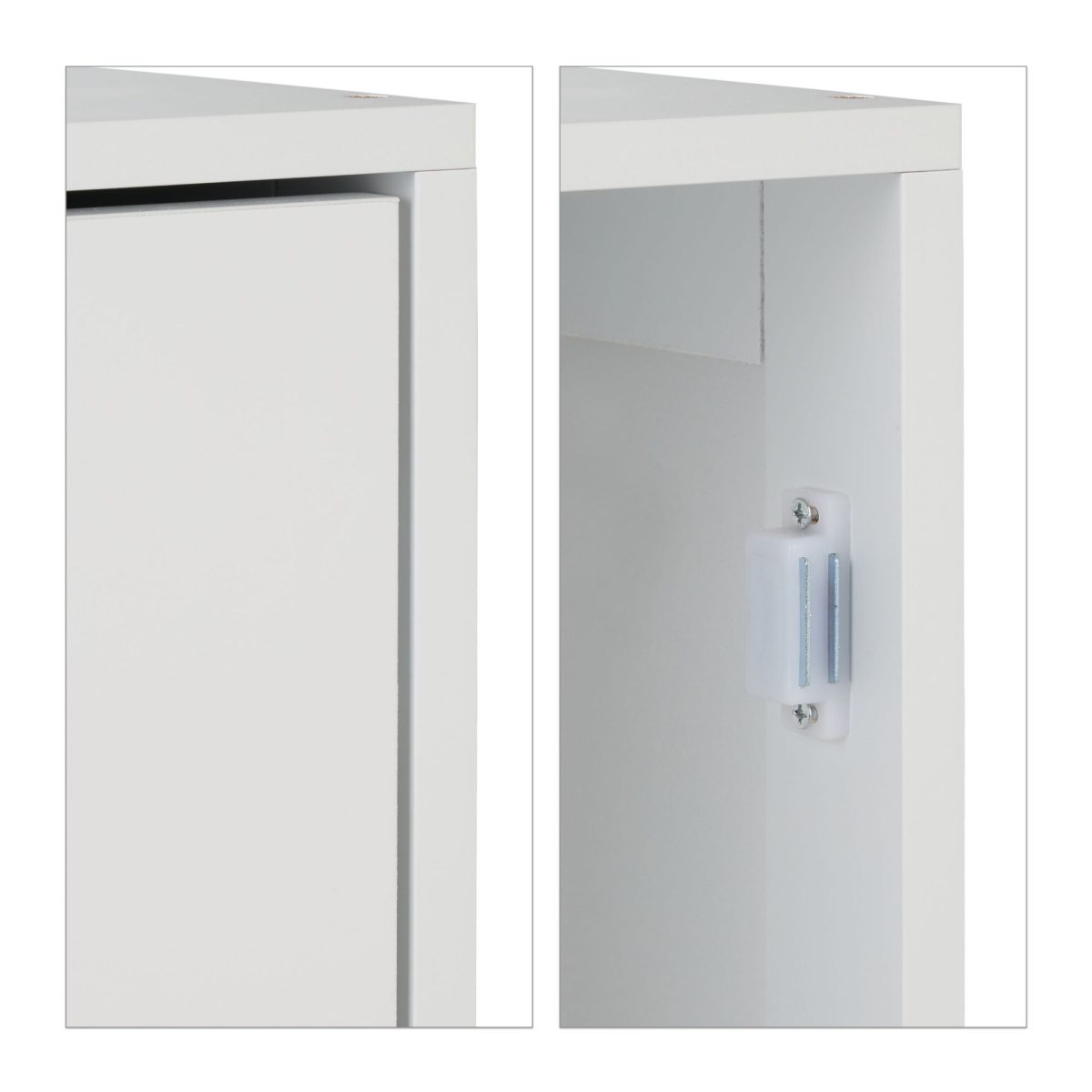 Dulap baie, suspendat, 2 rafturi reglabile, inchidere magnetica, 50 x 30 x 18,5 cm, MDF, alb - imagine 6