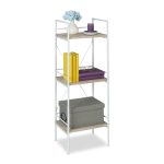 Raft universal, etajera cu 3 polite, MDF/otel, 95 x 34 x 27 cm, natur/alb