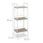 Raft universal, etajera cu 3 polite, MDF/otel, 95 x 34 x 27 cm, natur/alb - imagine 4