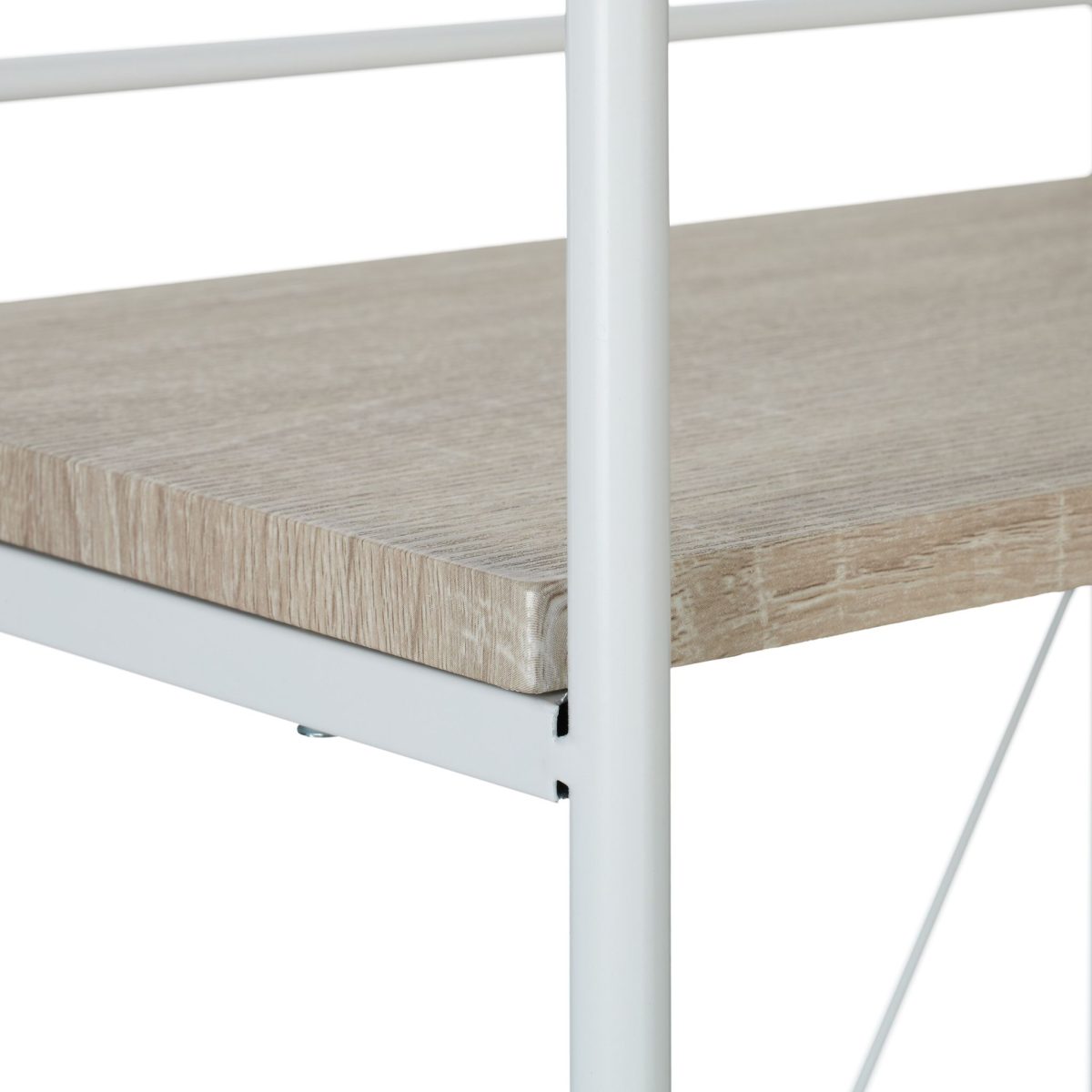 Raft universal, etajera cu 3 polite, MDF/otel, 95 x 34 x 27 cm, natur/alb - imagine 7