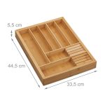 Suport organizare tacamuri si ustensile extensibil din bambus, 9 compartimente, 5,5 x 55 x 44,5 cm - imagine 9