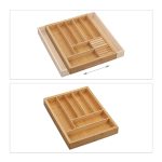 Suport organizare tacamuri si ustensile extensibil din bambus, 9 compartimente, 5,5 x 55 x 44,5 cm - imagine 6