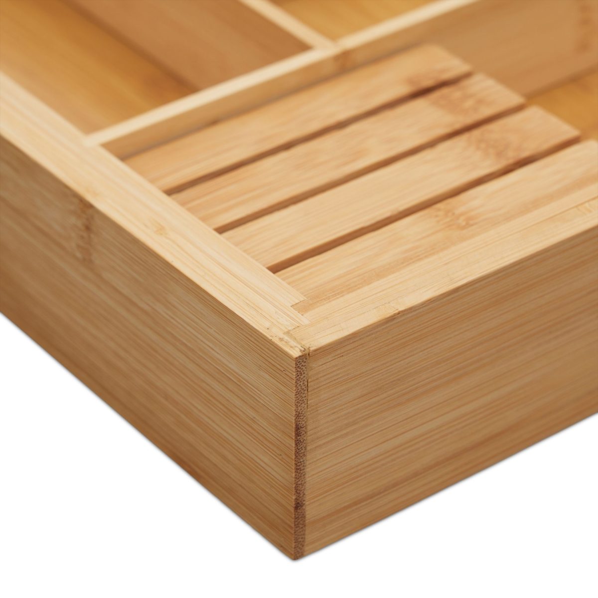 Suport organizare tacamuri si ustensile extensibil din bambus, 9 compartimente, 5,5 x 55 x 44,5 cm - imagine 8