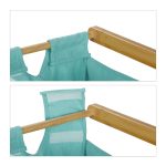 Cos de rufe, 2 compartimente si raft superior, bambus/bumbac, 73 x 64 x 33 cm, natur/albastru - imagine 8