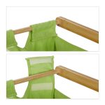Cos de rufe, 2 compartimente si raft superior, bambus/bumbac, 73 x 64 x 33 cm, natur/verde - imagine 8