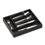 Suport extensibil pentru tacamuri, 5 compartiment, 5 x 34 x 30 cm, negru