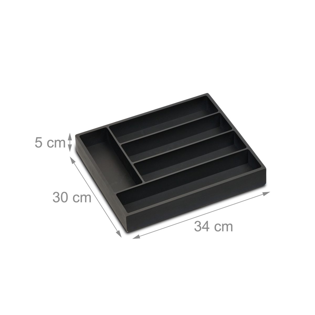 Suport extensibil pentru tacamuri, 5 compartiment, 5 x 34 x 30 cm, negru - imagine 4