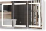 Dulap de baie cu oglinda LED, touch, lumina reglabila rece/calda/neutra, MDF/sticla, A+, 100 x 60 x 13 cm