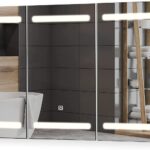 Dulap de baie cu oglinda LED, touch, lumina reglabila rece/calda/neutra, MDF/sticla, A+, 100 x 60 x 13 cm