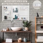Dulap de baie cu oglinda LED, touch, lumina reglabila rece/calda/neutra, MDF/sticla, A+, 100 x 60 x 13 cm - imagine 8