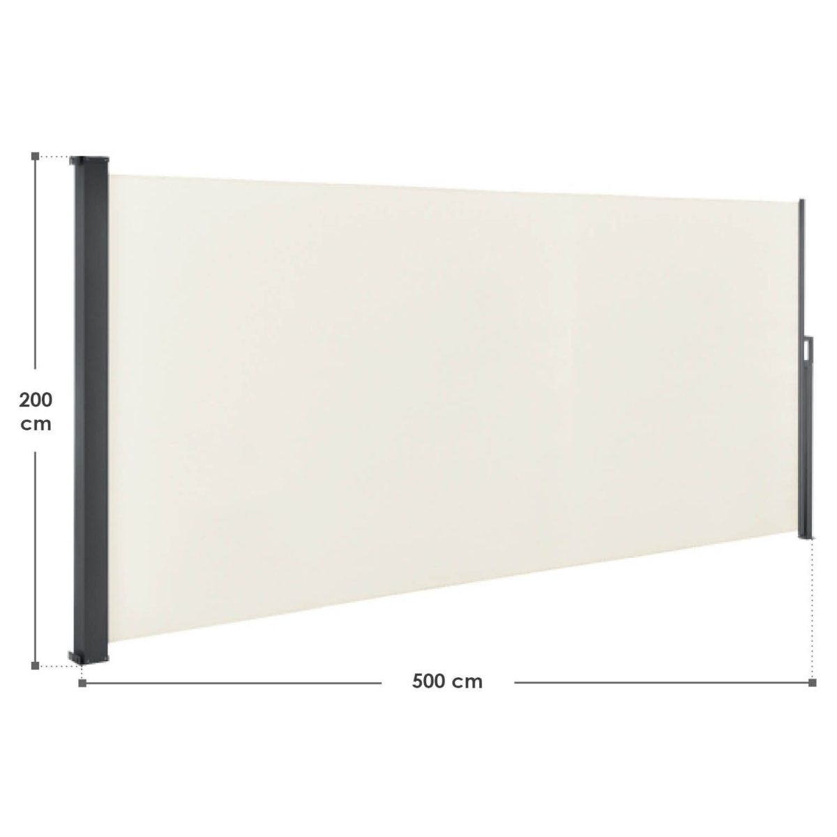 Paravan separator lateral Dubai, retractabil, pentru gradina, 500 x 200, bej, impermeabil si reglabil - imagine 8