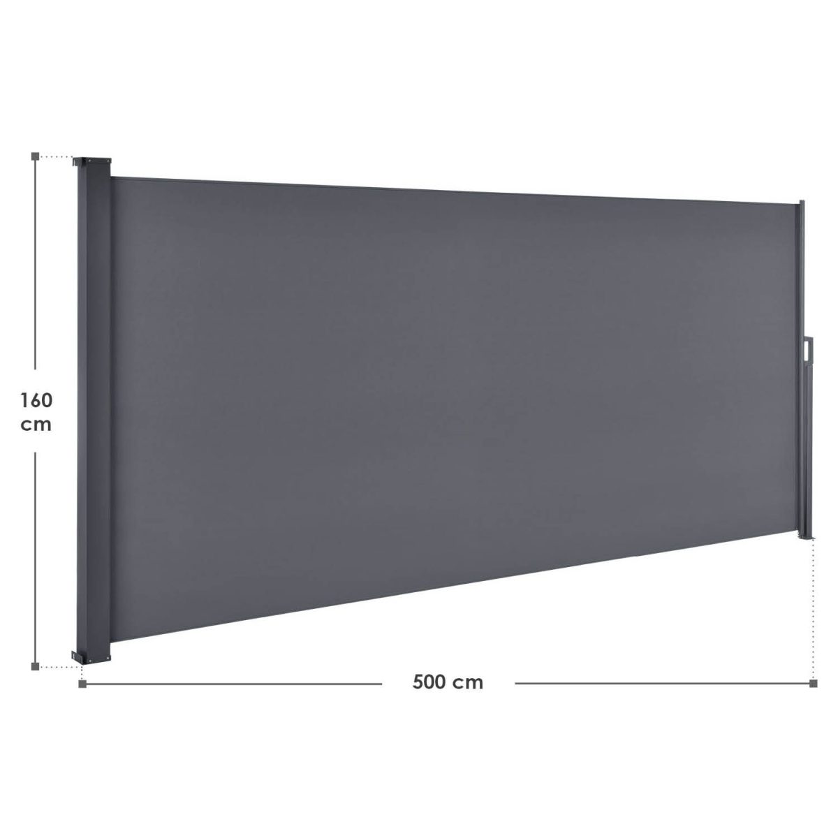 Paravan separator lateral Dubai, retractabil, pentru gradina, impermeabil si reglabil, 500 x 160 cm, antracit - imagine 6