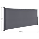 Paravan separator lateral Dubai, retractabil, pentru gradina, impermeabil si reglabil, 500 x 160 cm, antracit - imagine 6