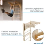 Spalier de gimnastica, capacitate 170 kg, lemn de pin, bara reglabila pe inaltime, 220 cm - imagine 2