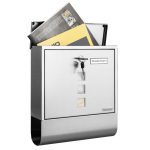 Cutie postala, otel inoxidabil, 2 chei, clapeta de protectie, suport pentru placuta de identificare, gri