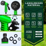 Furtun de udat gradina cu 8 functii, flexibil, extensibil pana la 7.5 m, cu accesorii incluse, verde - imagine 3