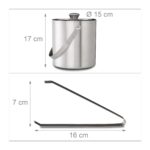 Frapiera pentru gheata, cu maner, capac si cleste, argintiu, 2 L, otel inoxidabil - imagine 4