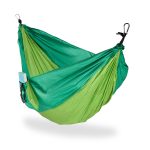 Hamac, pentru 2 persoane, capacitate pana la 200kg, verde, 130cm x 220cm, Relaxdays
