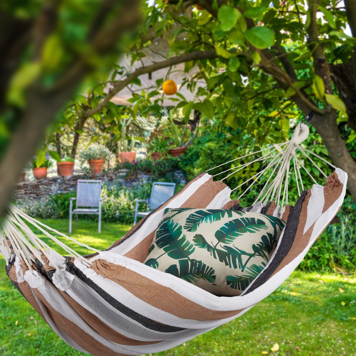 Hamac XXL, bumbac, capacitate 300kg, 150 x 200 cm, multicolor, Relaxdays - imagine 2