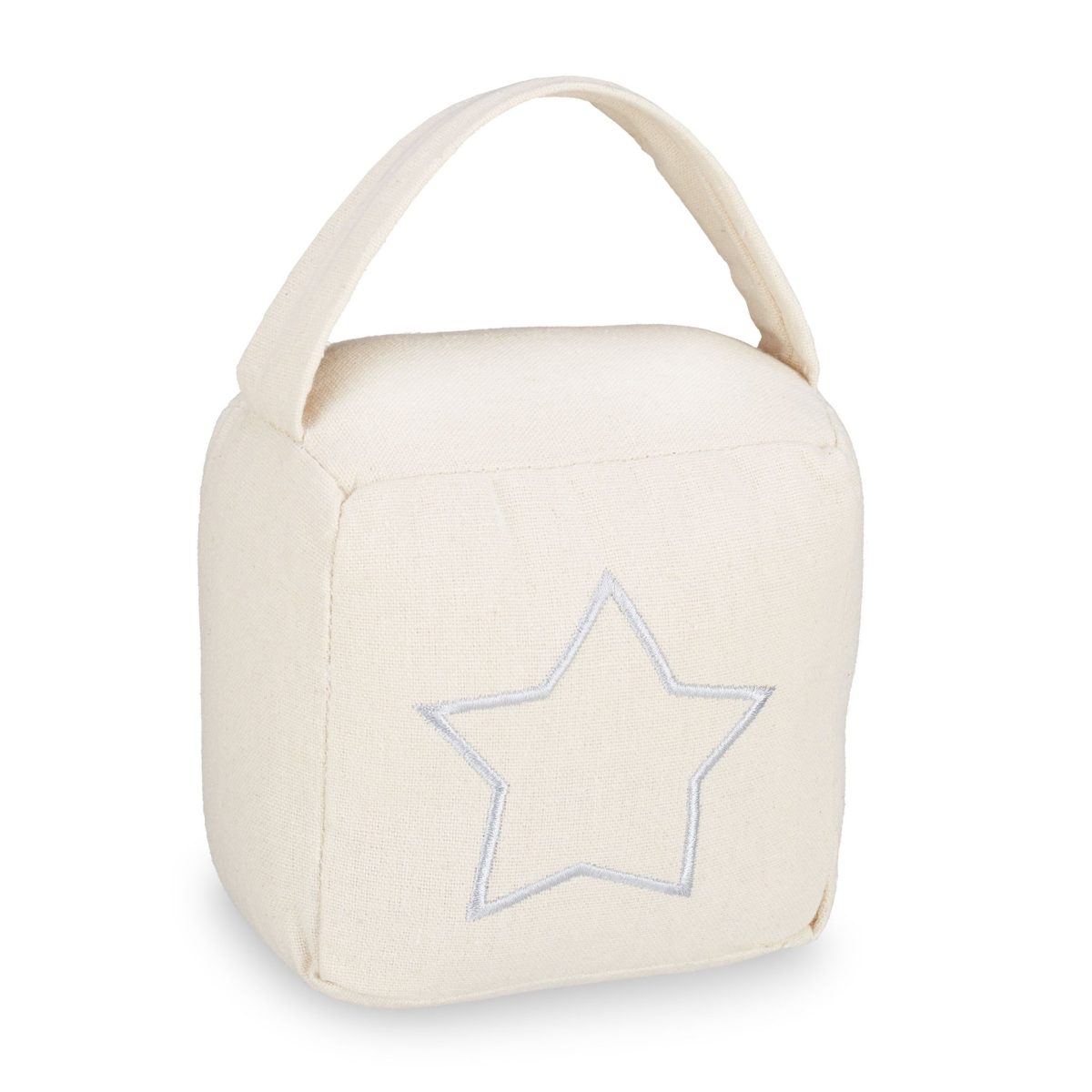 Opritor de usa decorativ, cu stea, crem/alb, din poliester/nisip, 18,5x14x10 cm - imagine 2