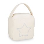 Opritor de usa decorativ, cu stea, crem/alb, din poliester/nisip, 18,5x14x10 cm