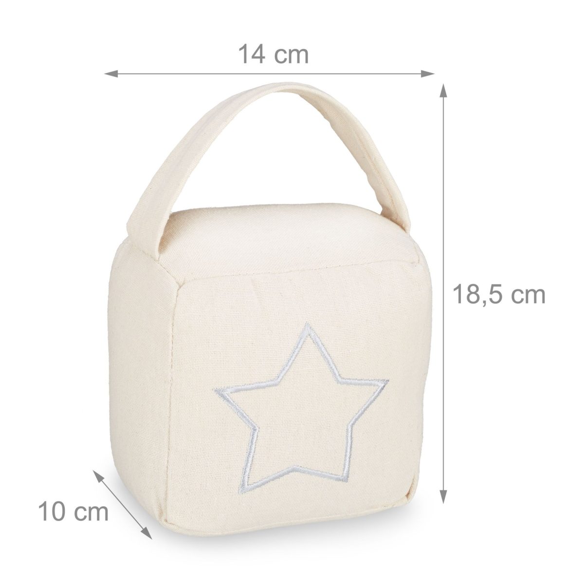 Opritor de usa decorativ, cu stea, crem/alb, din poliester/nisip, 18,5x14x10 cm - imagine 4