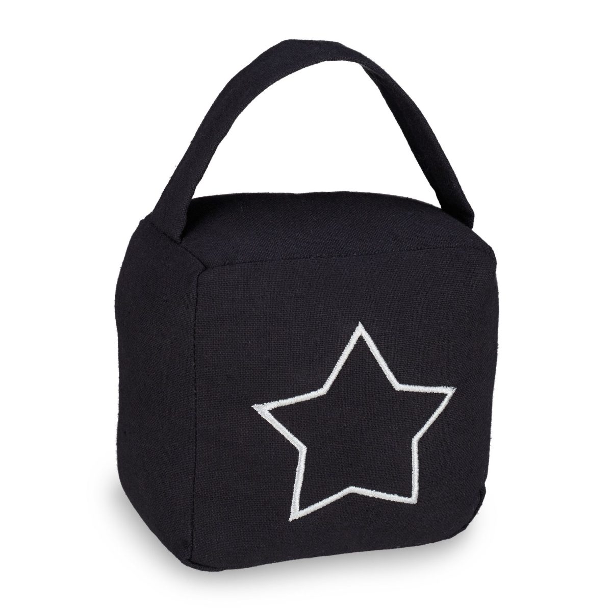 Opritor de usa decorativ, cu stea, negru/alb, din poliester/nisip, 18,5x14x10 cm - imagine 6