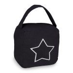 Opritor de usa decorativ, cu stea, negru/alb, din poliester/nisip, 18,5x14x10 cm