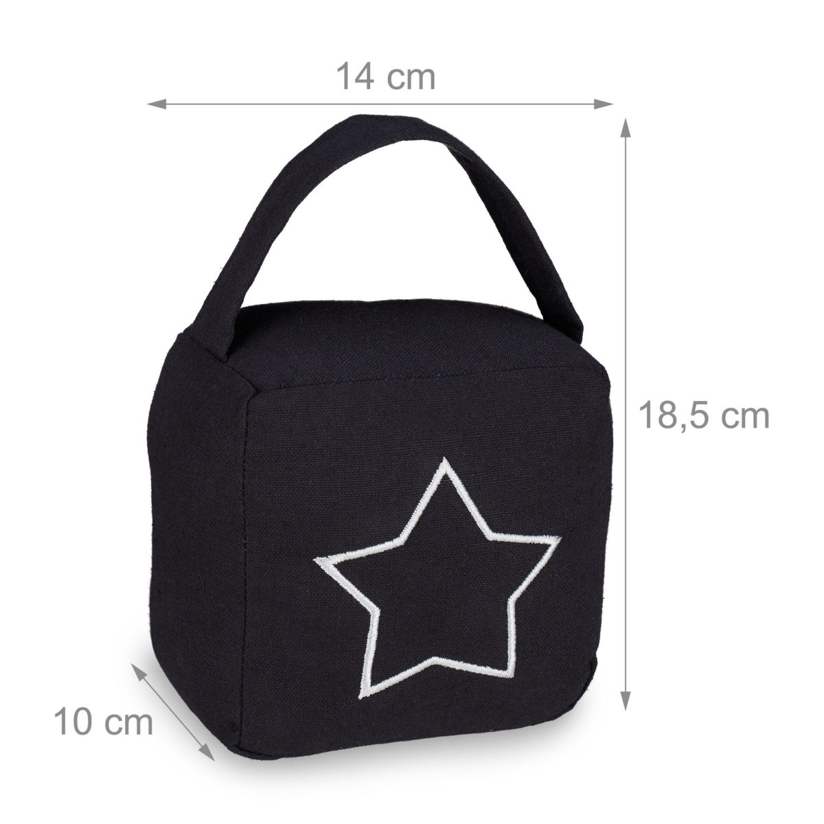 Opritor de usa decorativ, cu stea, negru/alb, din poliester/nisip, 18,5x14x10 cm - imagine 4