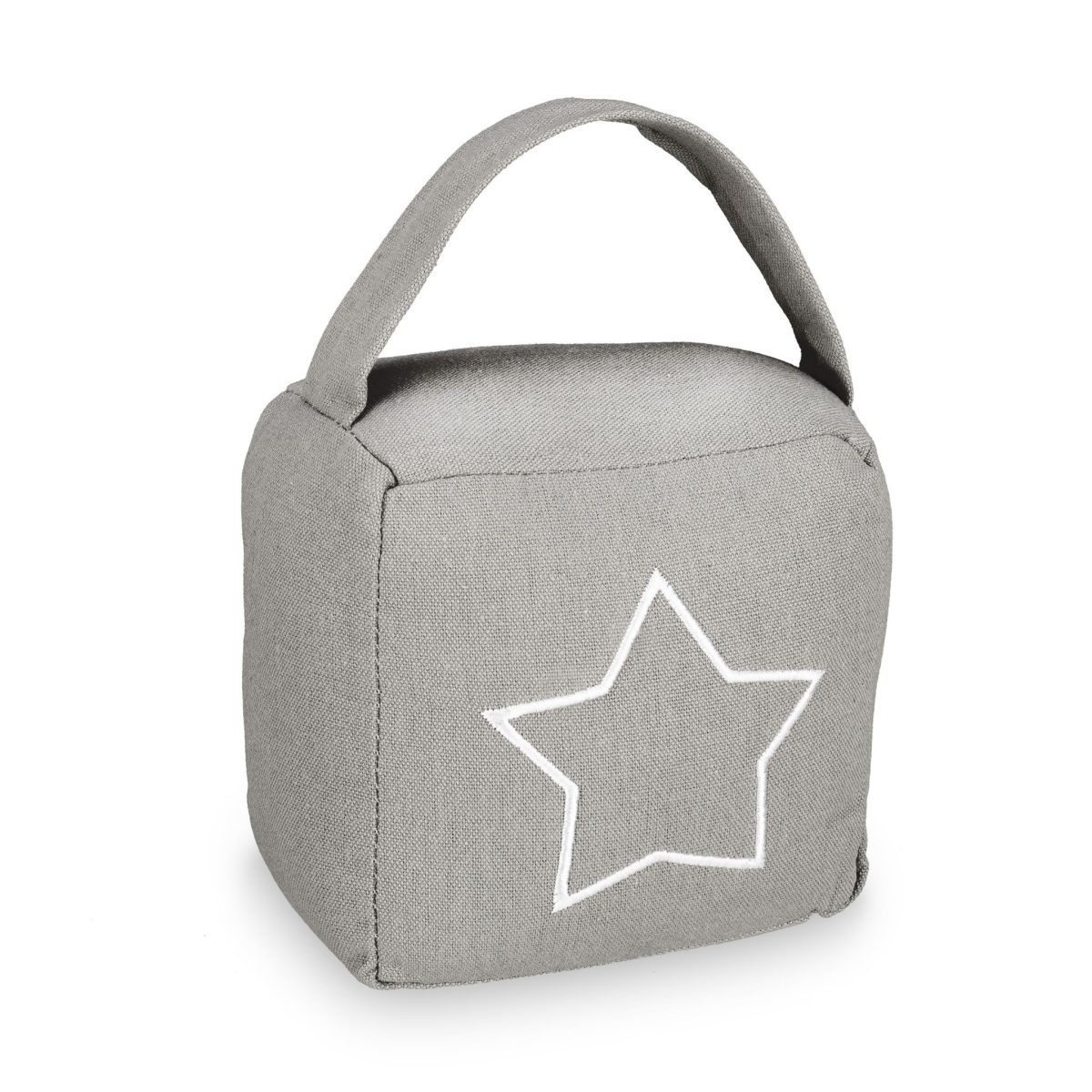 Opritor de usa decorativ, cu stea, gri/alb, din poliester/nisip, 18,5x14x10 cm - imagine 5