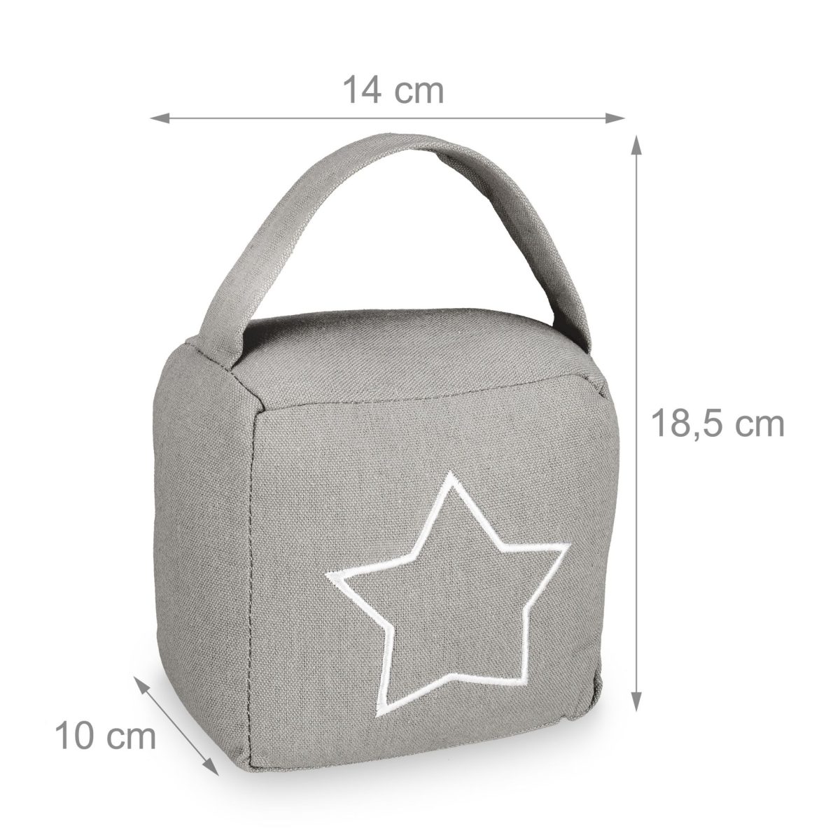 Opritor de usa decorativ, cu stea, gri/alb, din poliester/nisip, 18,5x14x10 cm - imagine 4