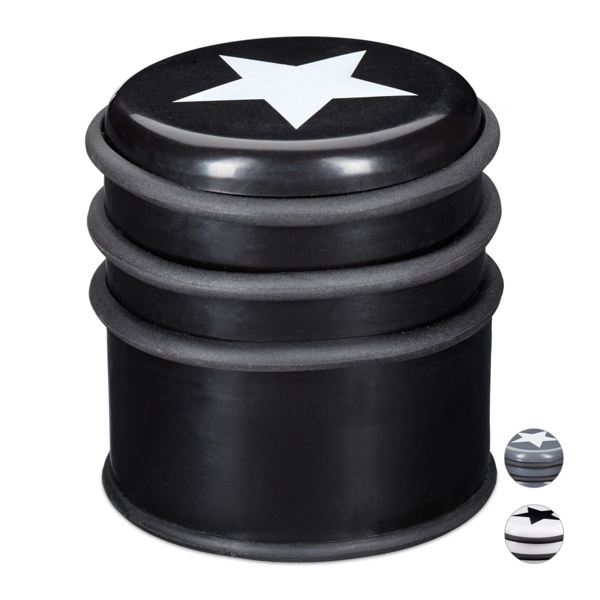 Opritor de usa decorativ cu stea, plastic/cauciuc, 8 x 7 cm, negru - imagine 2