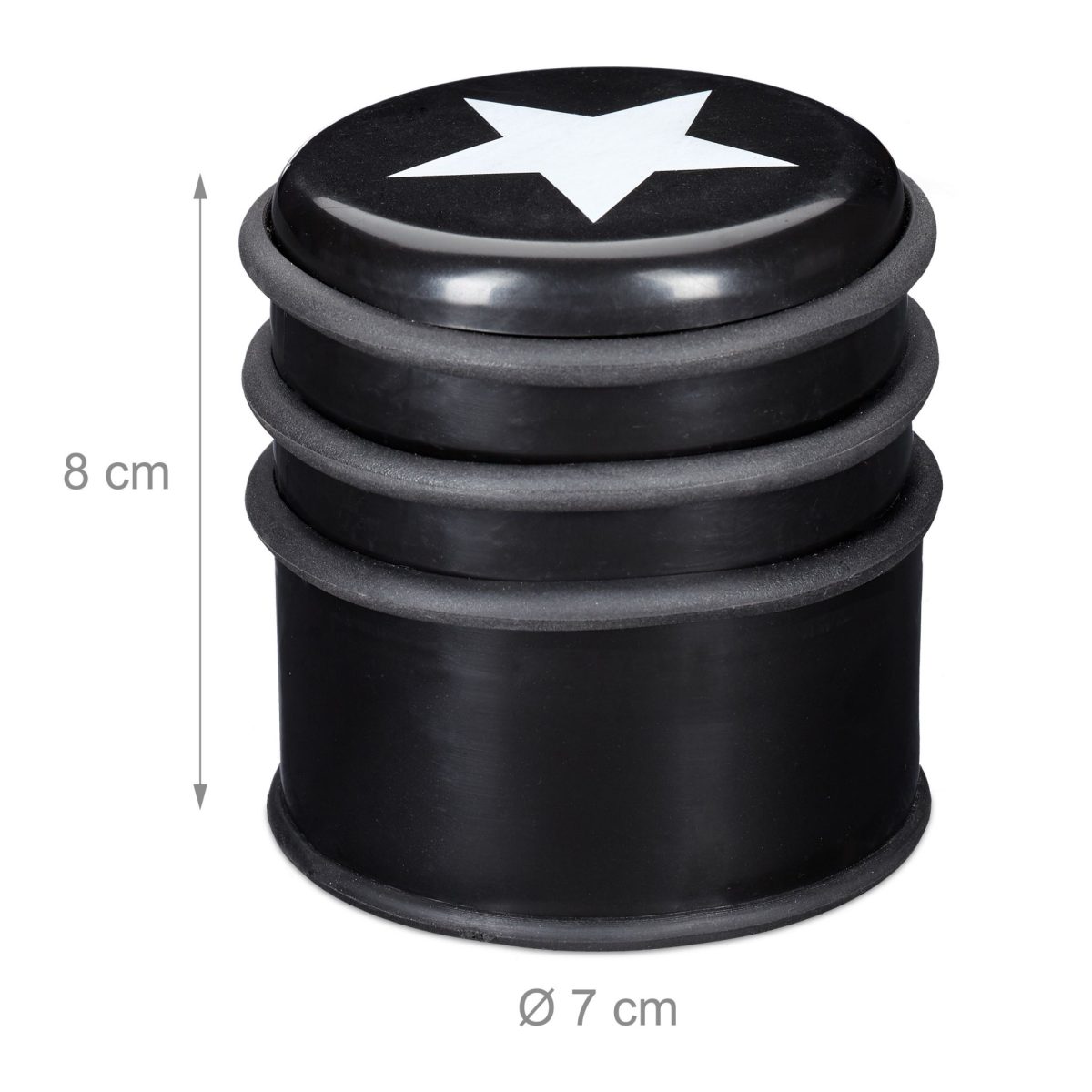 Opritor de usa decorativ cu stea, plastic/cauciuc, 8 x 7 cm, negru - imagine 5