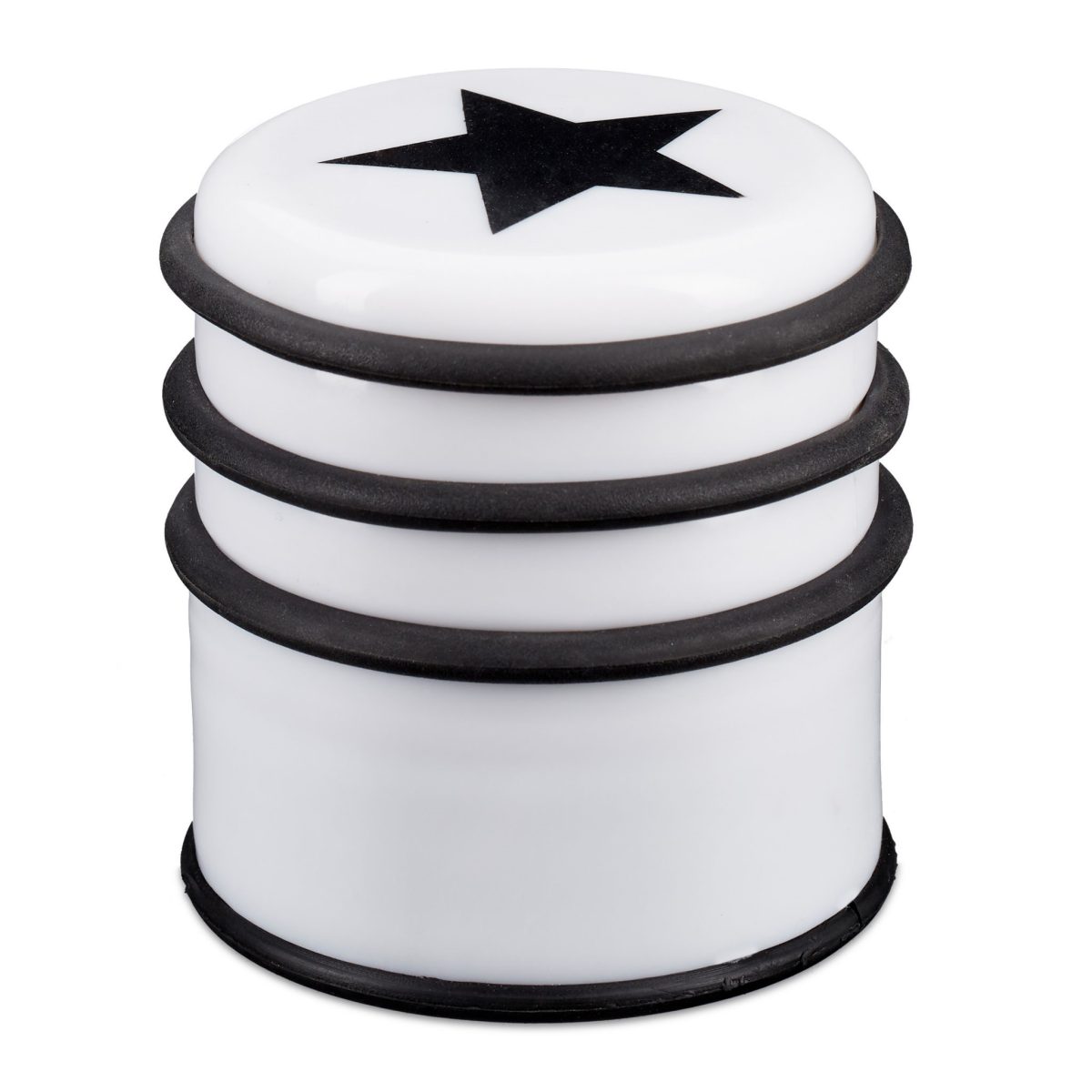 Opritor de usa decorativ, cu stea, plastic/cauciuc, 8 x 7 cm, negru/alb - imagine 7