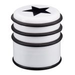 Opritor de usa decorativ, cu stea, plastic/cauciuc, 8 x 7 cm, negru/alb