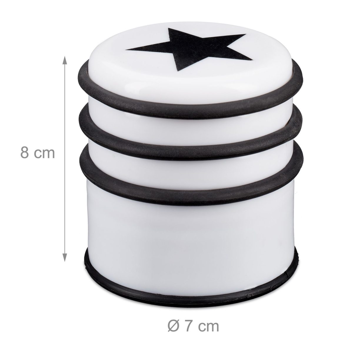 Opritor de usa decorativ, cu stea, plastic/cauciuc, 8 x 7 cm, negru/alb - imagine 4
