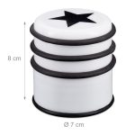 Opritor de usa decorativ, cu stea, plastic/cauciuc, 8 x 7 cm, negru/alb - imagine 4