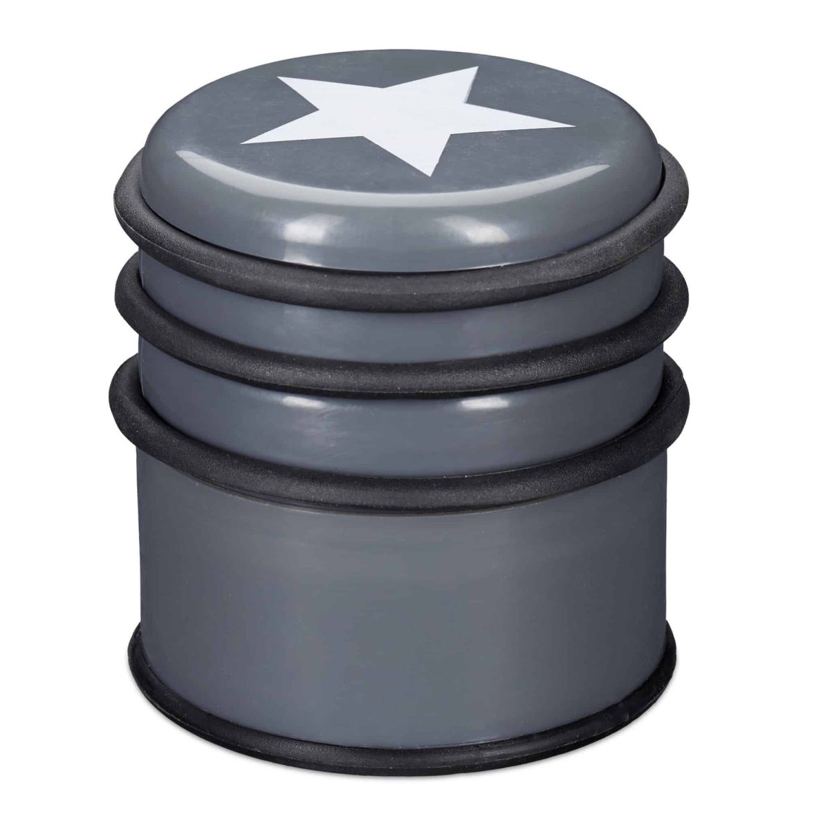 Opritor de usa decorativ, cu stea, plastic/cauciuc, 8 x 7 cm, antracit/negru - imagine 2