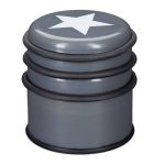 Opritor de usa decorativ, cu stea, plastic/cauciuc, 8 x 7 cm, antracit/negru