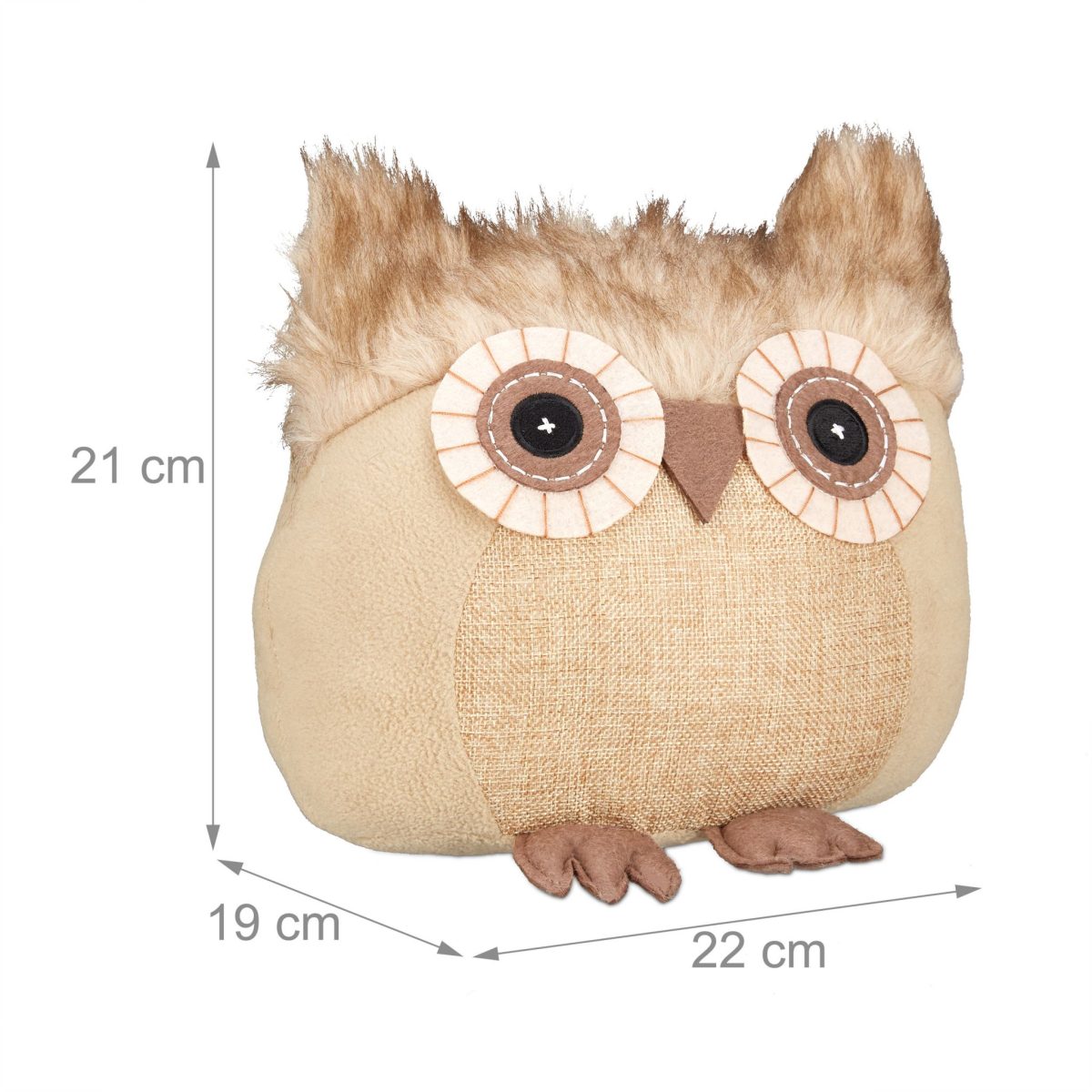 Opritor de usa decorativ, bufnita, maro, 21x22x19 cm, din poliester si nisip - imagine 5
